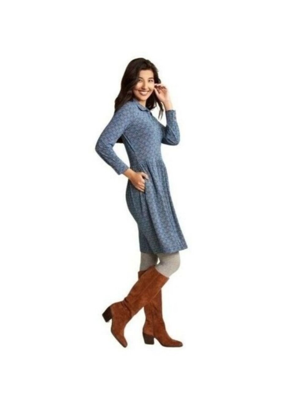 Hatley Women Long Sleeve Raindrop Scallops Parker Shirt Dress Size M